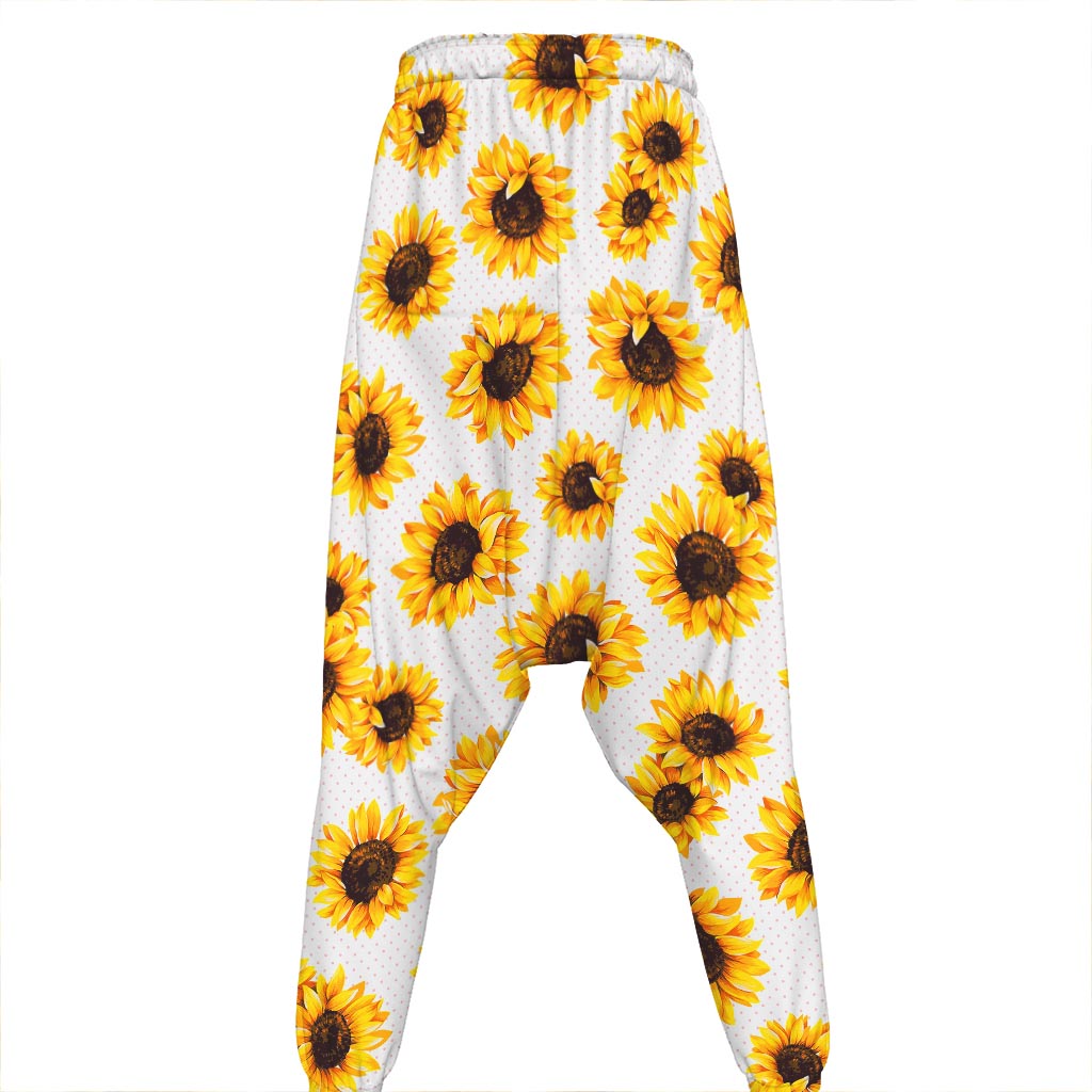 Sunflower Polka Dot Pattern Print Hammer Pants