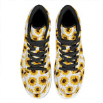 Sunflower Polka Dot Pattern Print High Top Leather Sneakers