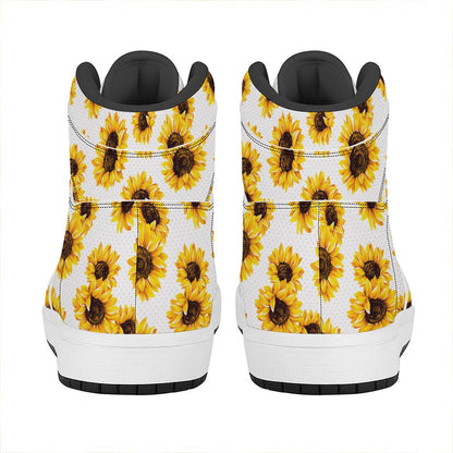 Sunflower Polka Dot Pattern Print High Top Leather Sneakers