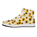 Sunflower Polka Dot Pattern Print High Top Leather Sneakers