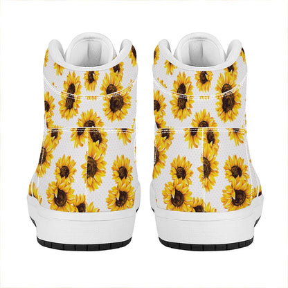 Sunflower Polka Dot Pattern Print High Top Leather Sneakers