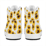 Sunflower Polka Dot Pattern Print High Top Leather Sneakers