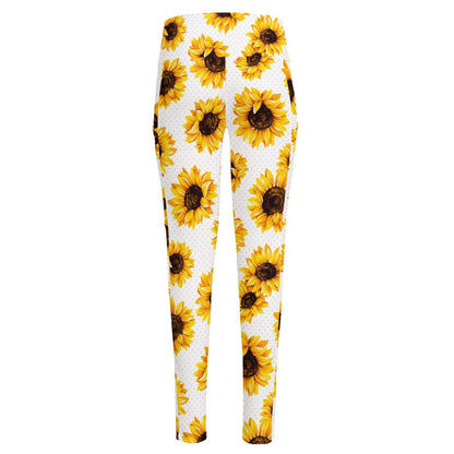 Sunflower Polka Dot Pattern Print High-Waisted Pocket Leggings