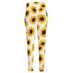 Sunflower Polka Dot Pattern Print High-Waisted Pocket Leggings