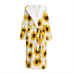 Sunflower Polka Dot Pattern Print Hooded Bathrobe