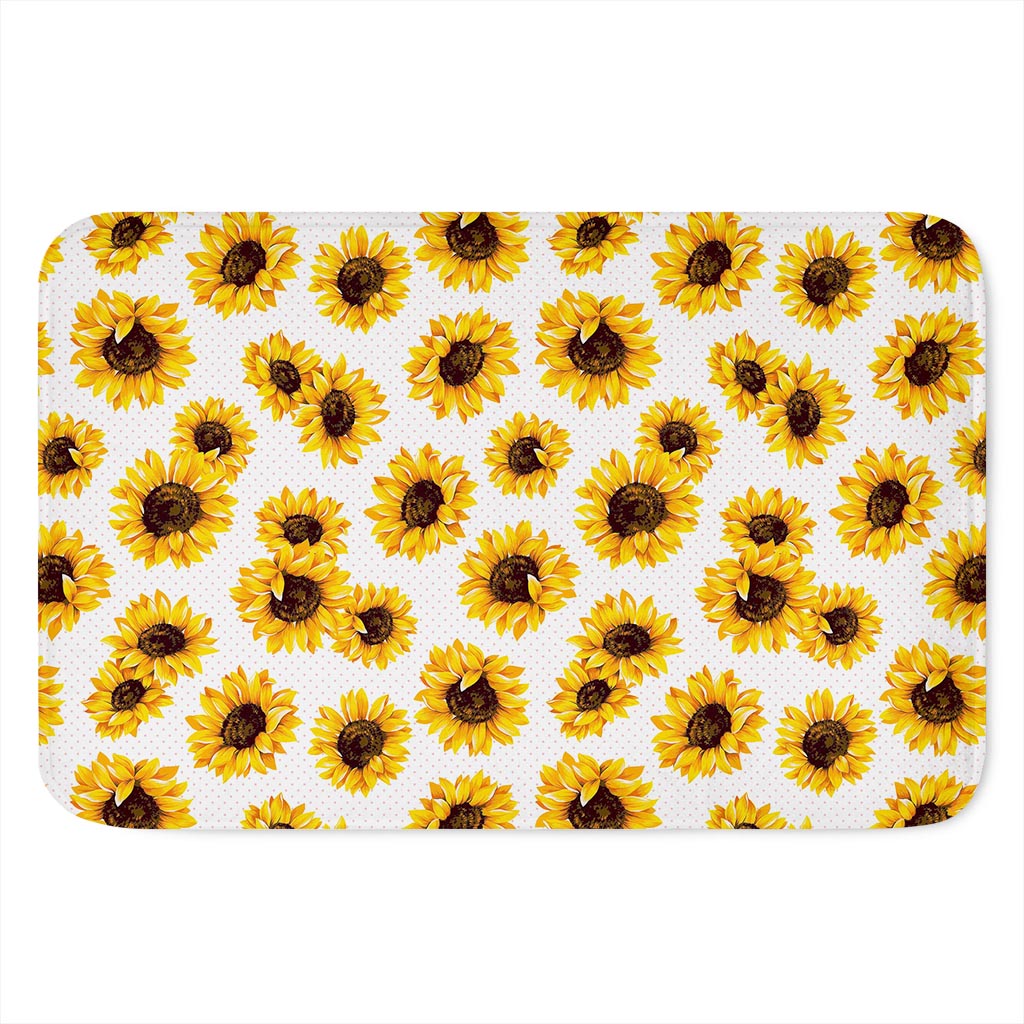 Sunflower Polka Dot Pattern Print Indoor Door Mat