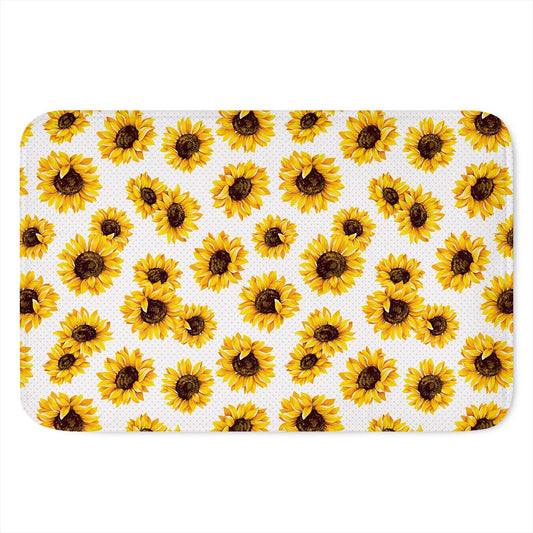 Sunflower Polka Dot Pattern Print Indoor Door Mat