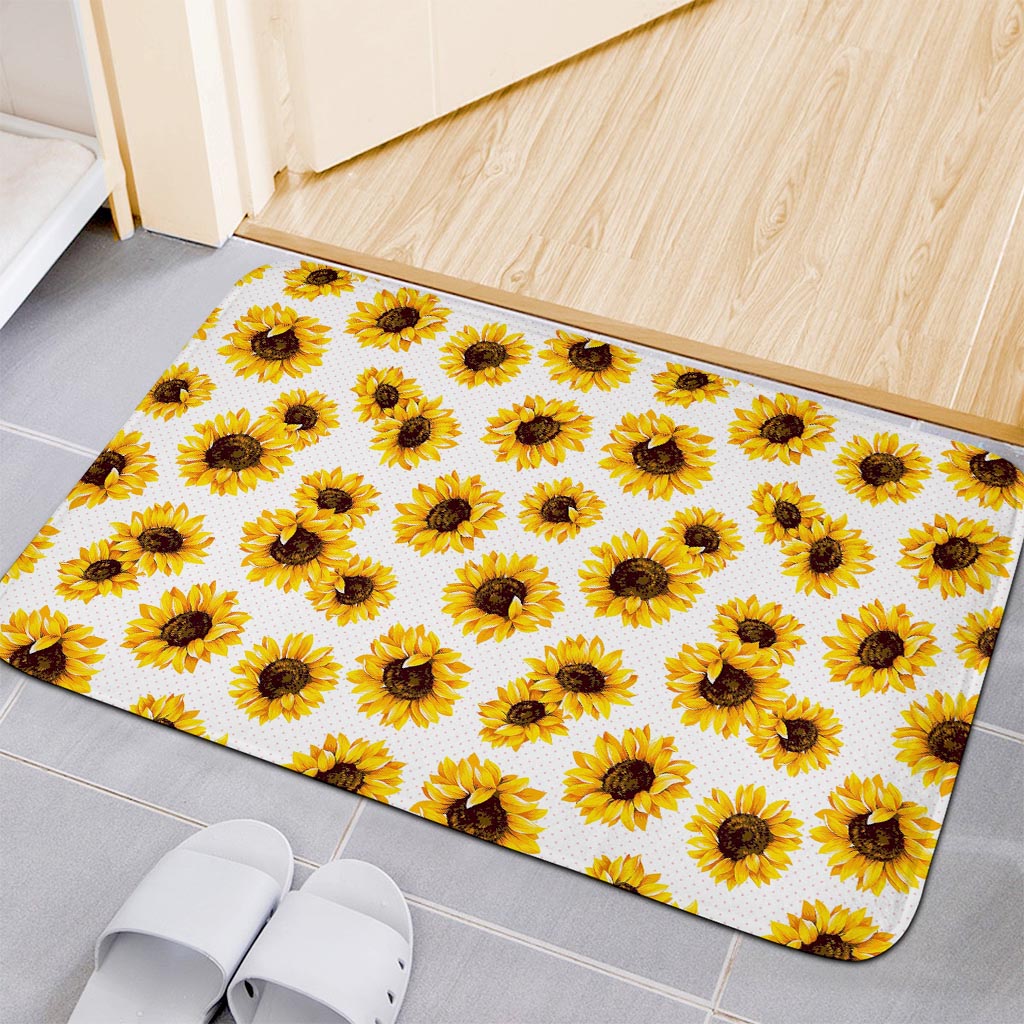 Sunflower Polka Dot Pattern Print Indoor Door Mat