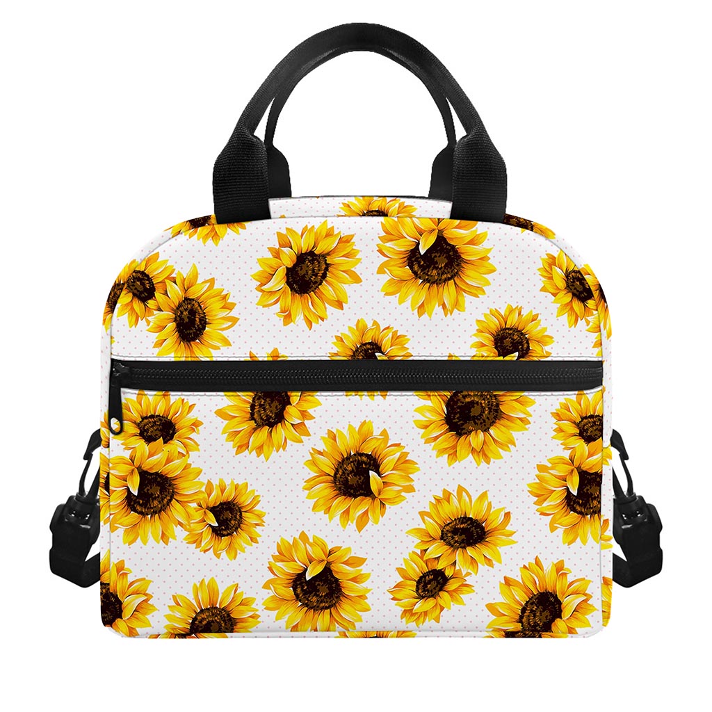 Sunflower Polka Dot Pattern Print Insulated Lunch Bag