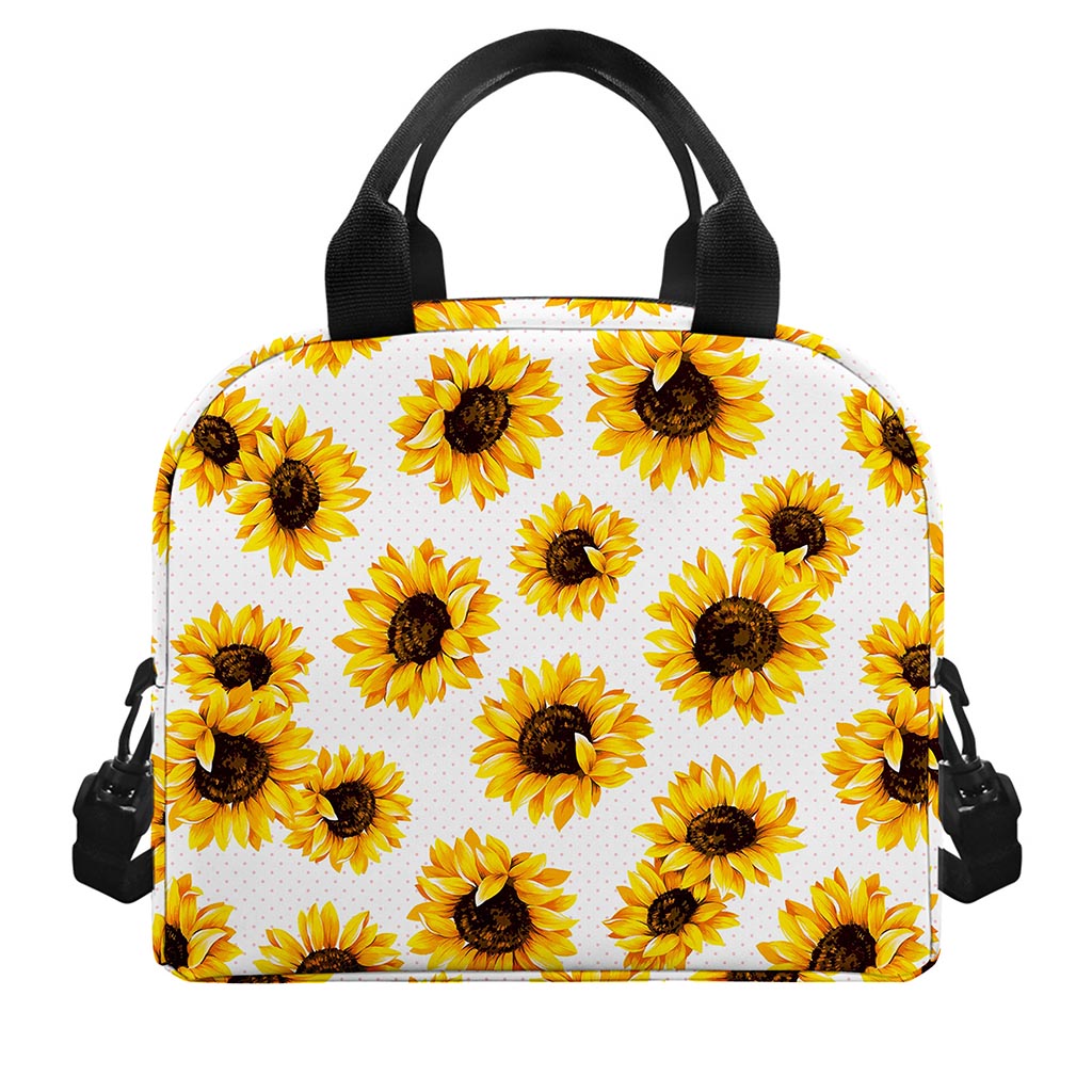 Sunflower Polka Dot Pattern Print Insulated Lunch Bag