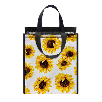 Sunflower Polka Dot Pattern Print Insulated Lunch Tote