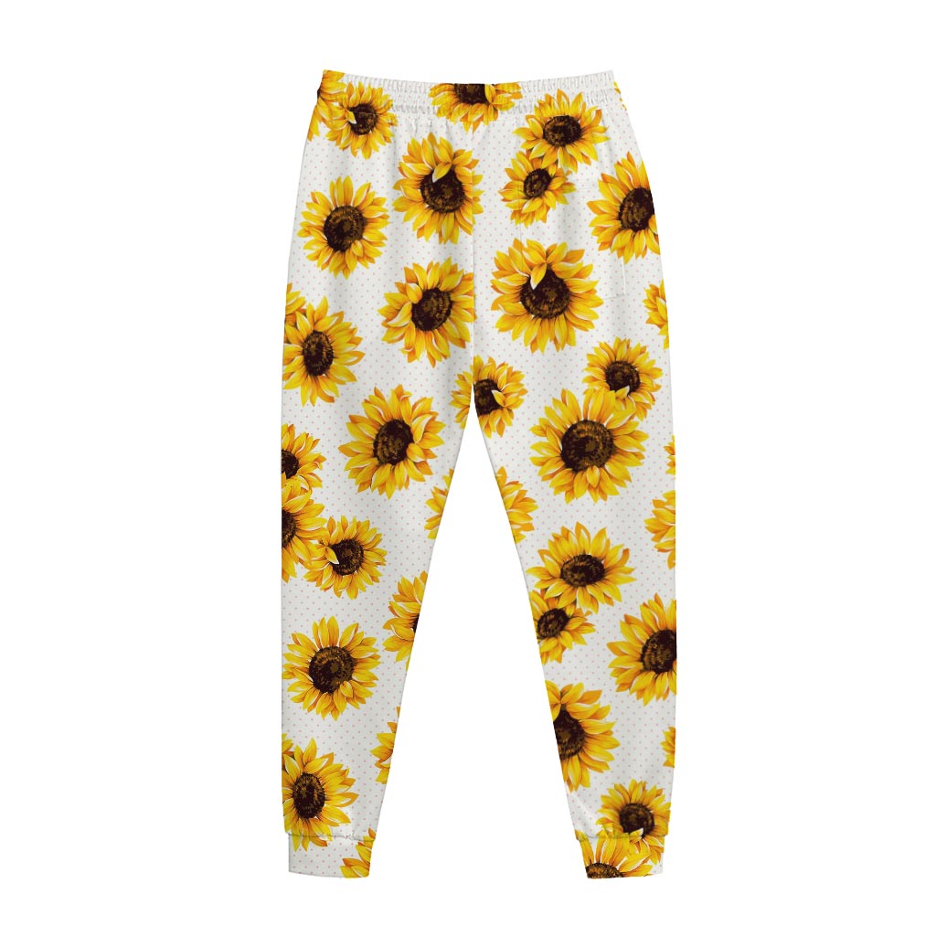 Sunflower Polka Dot Pattern Print Jogger Pants