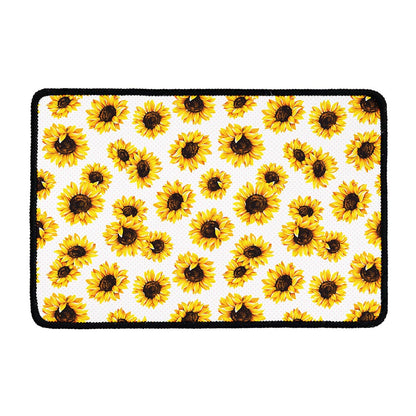 Sunflower Polka Dot Pattern Print Kitchen Mat