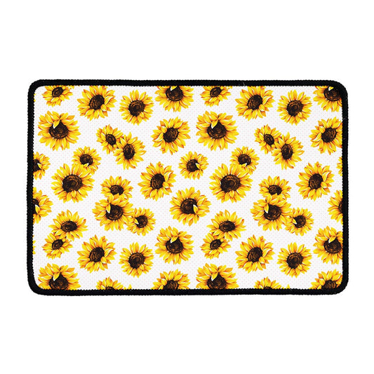Sunflower Polka Dot Pattern Print Kitchen Mat