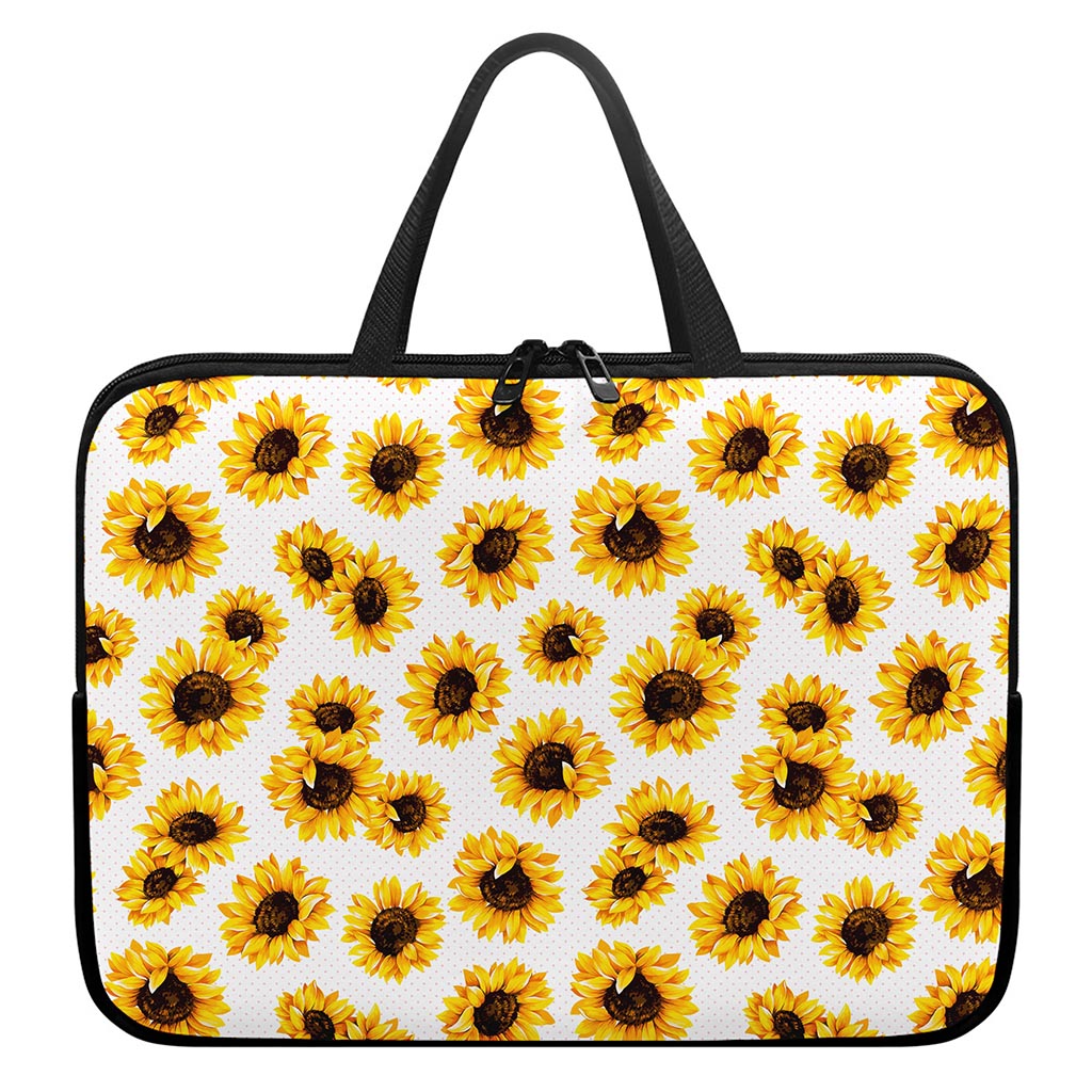 Sunflower Polka Dot Pattern Print Laptop Sleeve With Handle