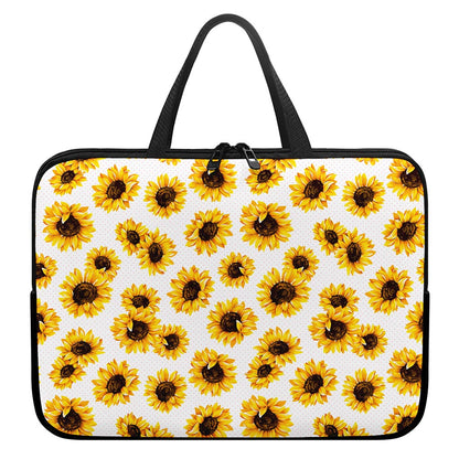 Sunflower Polka Dot Pattern Print Laptop Sleeve With Handle