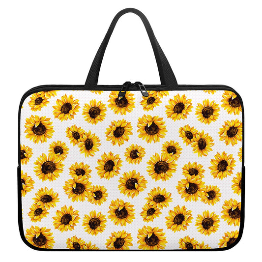 Sunflower Polka Dot Pattern Print Laptop Sleeve With Handle
