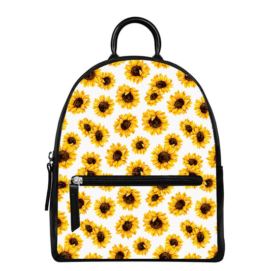 Sunflower Polka Dot Pattern Print Leather Backpack