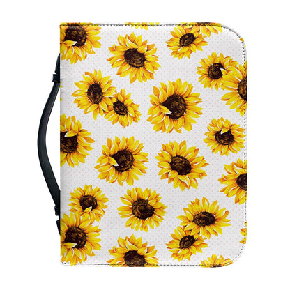 Sunflower Polka Dot Pattern Print Leather Bible Cover