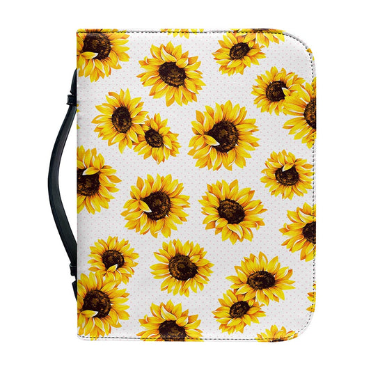 Sunflower Polka Dot Pattern Print Leather Bible Cover