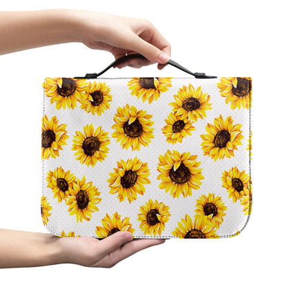 Sunflower Polka Dot Pattern Print Leather Bible Cover