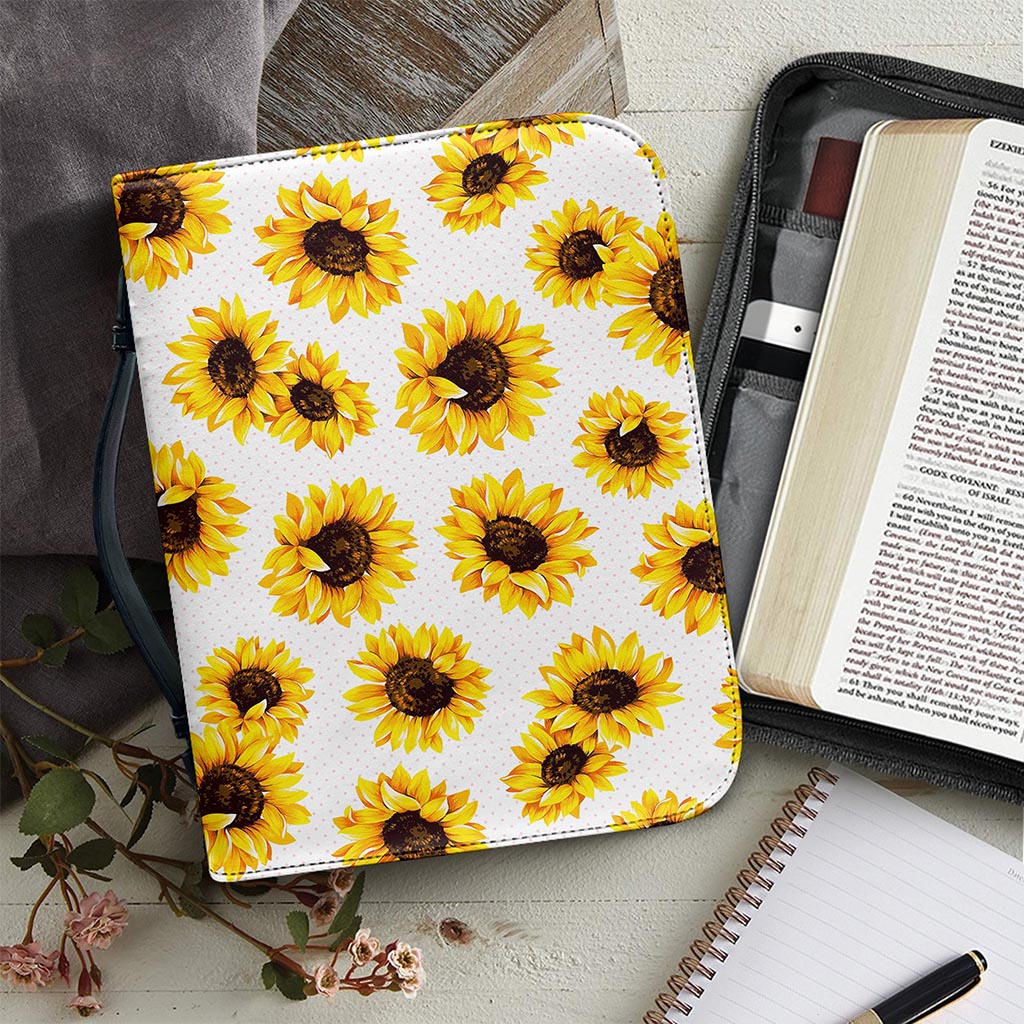 Sunflower Polka Dot Pattern Print Leather Bible Cover
