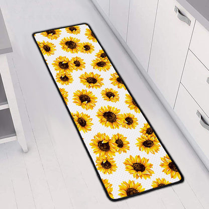 Sunflower Polka Dot Pattern Print Long Kitchen Mat