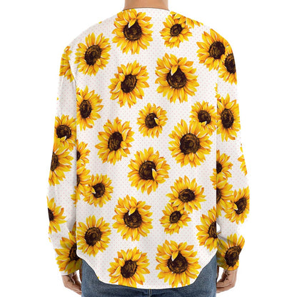Sunflower Polka Dot Pattern Print Long Sleeve Baseball Jersey