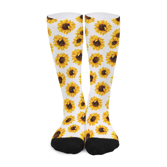 Sunflower Polka Dot Pattern Print Long Socks