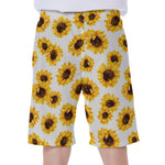 Sunflower Polka Dot Pattern Print Men's Beach Shorts