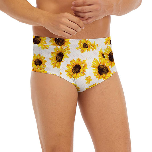 Sunflower Polka Dot Pattern Print Men's Briefs