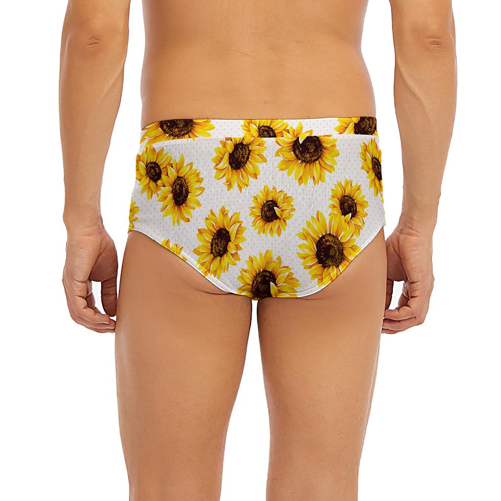 Sunflower Polka Dot Pattern Print Men's Briefs