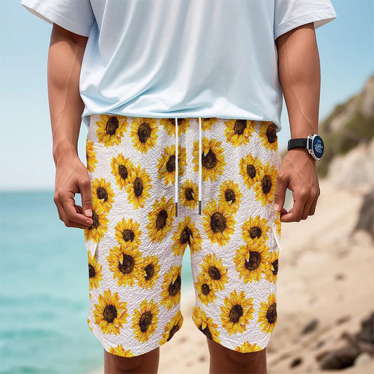 Sunflower Polka Dot Pattern Print Men's Cargo Shorts