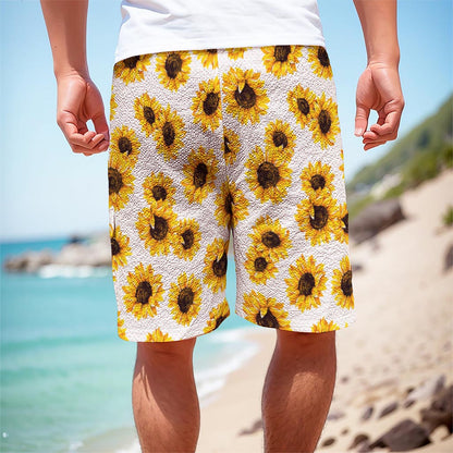 Sunflower Polka Dot Pattern Print Men's Cargo Shorts