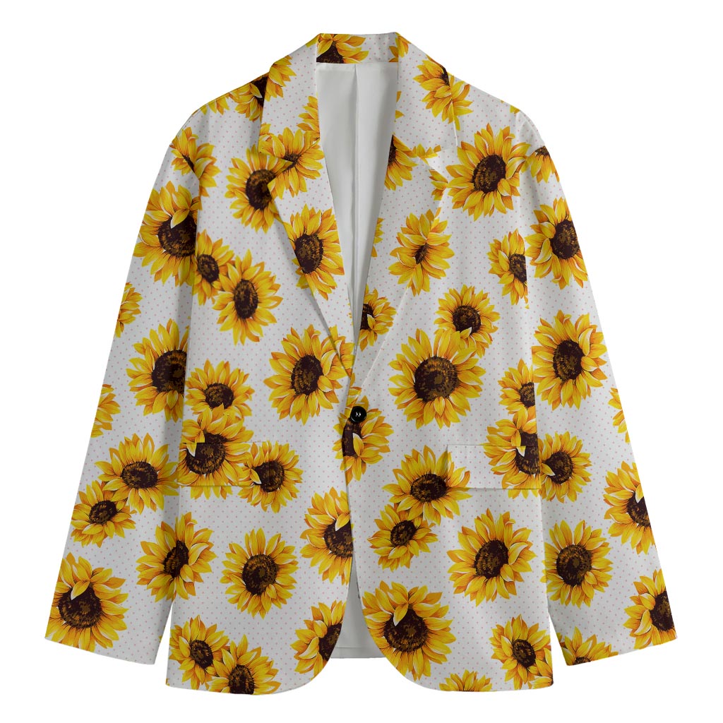 Sunflower Polka Dot Pattern Print Men's Cotton Blazer