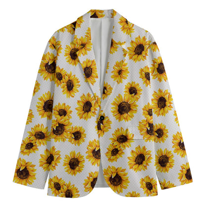 Sunflower Polka Dot Pattern Print Men's Cotton Blazer