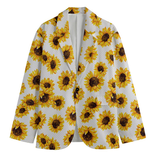 Sunflower Polka Dot Pattern Print Men's Cotton Blazer