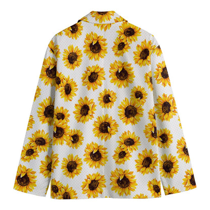 Sunflower Polka Dot Pattern Print Men's Cotton Blazer