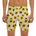 Sunflower Polka Dot Pattern Print Men's Long Boxer Briefs