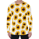 Sunflower Polka Dot Pattern Print Men's Long Sleeve T-Shirt