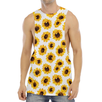 Sunflower Polka Dot Pattern Print Men's Muscle Tank Top