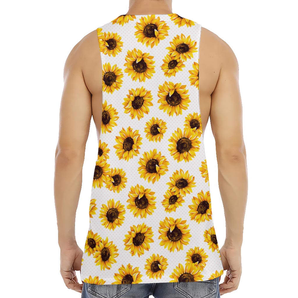 Sunflower Polka Dot Pattern Print Men's Muscle Tank Top