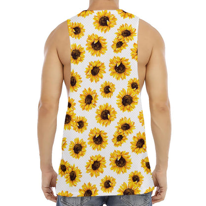 Sunflower Polka Dot Pattern Print Men's Muscle Tank Top