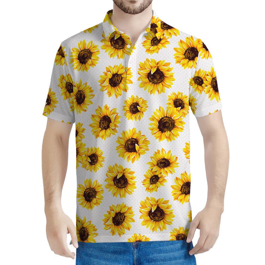 Sunflower Polka Dot Pattern Print Men's Polo Shirt