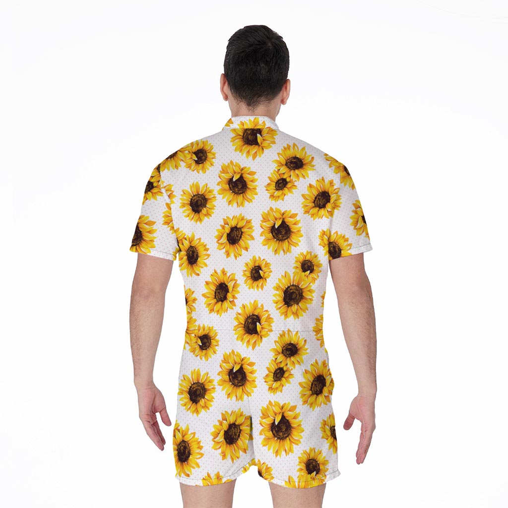Sunflower Polka Dot Pattern Print Men's Rompers