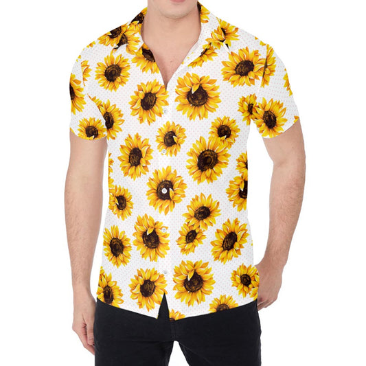 Sunflower Polka Dot Pattern Print Men's Shirt