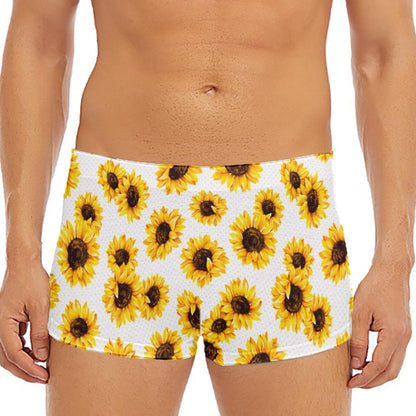 Sunflower Polka Dot Pattern Print Men's Short Boxer Briefs