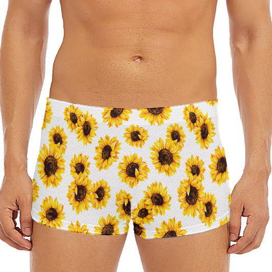 Sunflower Polka Dot Pattern Print Men's Short Boxer Briefs