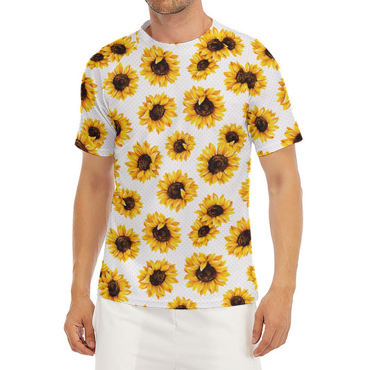 Sunflower Polka Dot Pattern Print Men's Short Sleeve Rash Guard