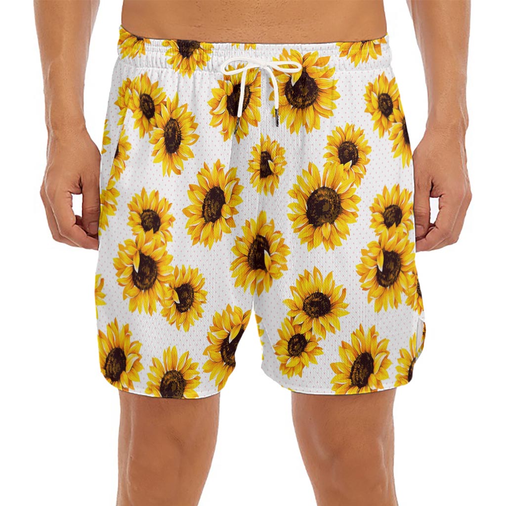 Sunflower Polka Dot Pattern Print Men's Split Running Shorts